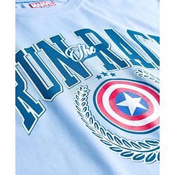 Pine Kids Marvel 100% Cotton Knit Half Sleeves T-Shirt With Front & Back Captain America Graphic - Blue