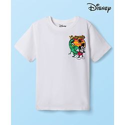 Pine Kids Disney Single Jersey Knit Half Sleeves T-Shirt with Front & Back Mickey & Dino Graphic - White