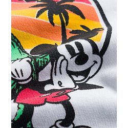 Pine Kids Disney Single Jersey Knit Half Sleeves T-Shirt with Front & Back Mickey & Dino Graphic - White