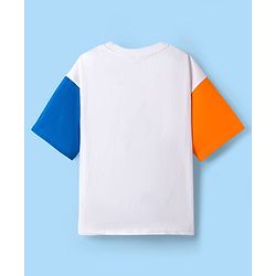 Pine Kids Disney Single Jersey Knit Drop Shoulder Half Sleeves T-Shirt with Mickey Mouse Graphic - White