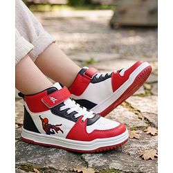Pine Kids Marvel Velcro Closure Casual Shoes With Spider-Man Graphics - Red & White