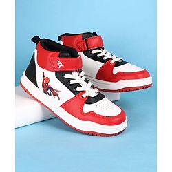 Pine Kids Marvel Velcro Closure Casual Shoes With Spider-Man Graphics - Red & White