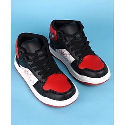 Pine Kids Marvel Lace Up Casual Shoes With Spider-Man Graphics - Black