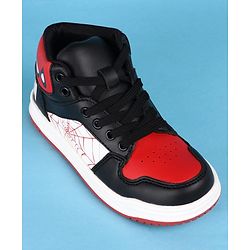 Pine Kids Marvel Lace Up Casual Shoes With Spider-Man Graphics - Black