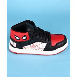 Pine Kids Marvel Lace Up Casual Shoes With Spider-Man Graphics - Black