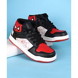Pine Kids Marvel Lace Up Casual Shoes With Spider-Man Graphics - Black