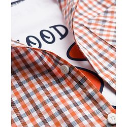Pine Kids 100% Cotton Woven Full Sleeves Checks Shirt & Sleeveless Tank T-Shirt With Text  Print - Multicolour