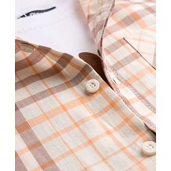 Pine Kids 4-5Y Male Multicolour 100% Cotton Woven Half Sleeves Checks Shirt With Sleeveless Tank T-Shirt