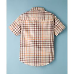Pine Kids 4-5Y Male Multicolour 100% Cotton Woven Half Sleeves Checks Shirt With Sleeveless Tank T-Shirt