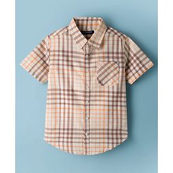 Pine Kids 4-5Y Male Multicolour 100% Cotton Woven Half Sleeves Checks Shirt With Sleeveless Tank T-Shirt
