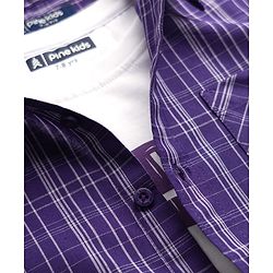 Pine Kids 8-9Y Male Purple 100% Cotton Woven Full Sleeves Checks Shirt With Sleeveless Tank T-Shirt