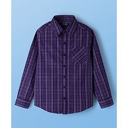 Pine Kids 8-9Y Male Purple 100% Cotton Woven Full Sleeves Checks Shirt With Sleeveless Tank T-Shirt