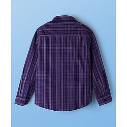 Pine Kids 8-9Y Male Purple 100% Cotton Woven Full Sleeves Checks Shirt With Sleeveless Tank T-Shirt