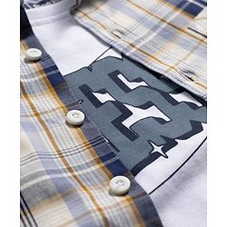 Pine Kids Cotton Woven Full Sleeves Checks Shirt With Printed Inner Tee - Multicolor