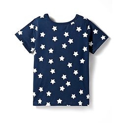 Pine Kids Single Jersey Knit Half Sleeves T-Shirt & Shorts Night-Suit With Star & Text Print - Blue