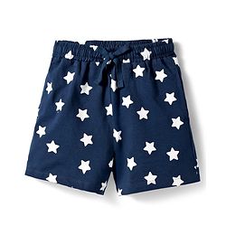 Pine Kids Single Jersey Knit Half Sleeves T-Shirt & Shorts Night-Suit With Star & Text Print - Blue