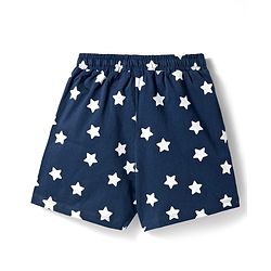 Pine Kids Single Jersey Knit Half Sleeves T-Shirt & Shorts Night-Suit With Star & Text Print - Blue
