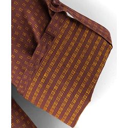 Pine Kids Cotton Woven Full Sleeves Mandarin Collar Printed Shirt - Brown