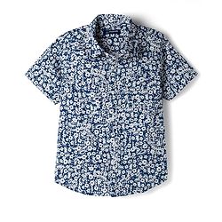 Pine Kids Cotton Knit Half Sleeves Floral Printed Shirt - Blue