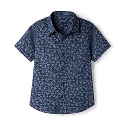 Pine Kids Cotton Knit Half Sleeves Shirt With Floral Printed - Navy Blue