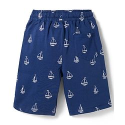 Pine Kids 100% Cotton Knit Half Sleeves Nautical Theme Printed  Co-Ords T-Shirt & Shorts Night Suit - Navy Blue