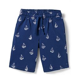 Pine Kids 100% Cotton Knit Half Sleeves Nautical Theme Printed  Co-Ords T-Shirt & Shorts Night Suit - Navy Blue