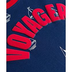 Pine Kids 100% Cotton Knit Half Sleeves Nautical Theme Printed  Co-Ords T-Shirt & Shorts Night Suit - Navy Blue