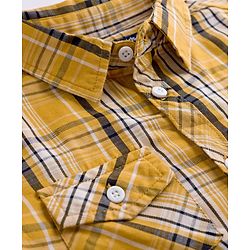 Pine Kids Cotton Woven Half Sleeves Checks Shirt - Yellow
