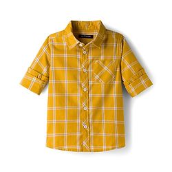 Pine Kids Cotton Woven Full Sleeves Checks Shirt - Yellow
