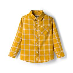 Pine Kids Cotton Woven Full Sleeves Checks Shirt - Yellow