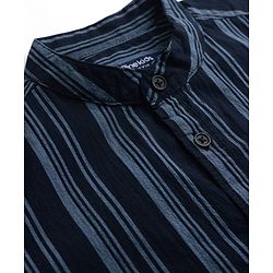 Pine Kids Cotton Woven Full Sleeves Striped Shirt - Navy Blue