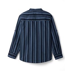 Pine Kids Cotton Woven Full Sleeves Striped Shirt - Navy Blue
