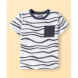 Pine Kids Single Jersey Knit Half Sleeves Printed T-Shirt & Shorts Night Suit - White