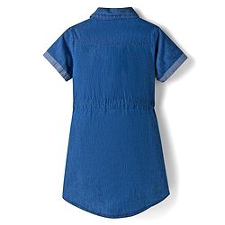 Pine Kids Cotton Woven Half Sleeves Solid Colour Shirt Style Dress - Blue