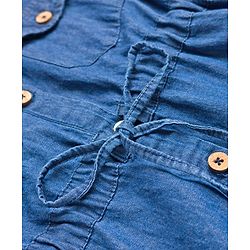 Pine Kids Cotton Woven Half Sleeves Solid Colour Shirt Style Dress - Blue