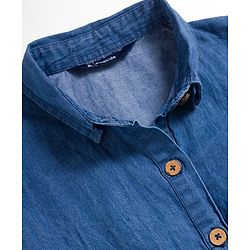 Pine Kids Cotton Woven Half Sleeves Solid Shirt Dress - Blue