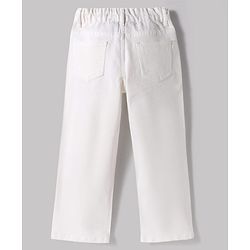 Pine Kids Denim Woven Full Length Floral Embroidered Jeans - White