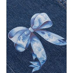 Pine Kids Denim Woven Full Length Bow Printed Jeans - Navy Blue