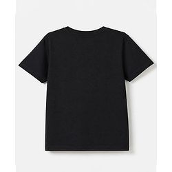 Pine Kids Cotton Knit T-Shirt with Half Sleeves and Lion Print - Black