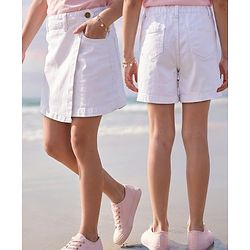 Pine Kids Denim Woven Solid Skorts - White