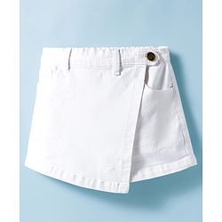 Pine Kids Denim Woven Solid Skorts - White