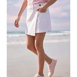 Pine Kids Denim Woven Solid Skorts - White