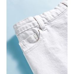 Pine Kids Denim Woven Solid Skorts - White