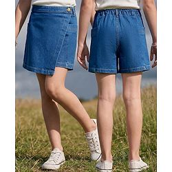 Pine Kids Denim Woven  Washed Above Knee Length Skorts - Blue