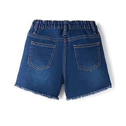 Pine Kids Cotton Elastane Woven Above Knee Length Shorts with Floral Embroidery - Navy Blue