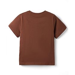 Pine Kids Cotton Knit Half Sleeves T-Shirt With Dino Print - Brown
