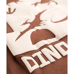 Pine Kids Cotton Knit Half Sleeves T-Shirt With Dino Print - Brown