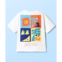 Pine Kids Cotton Knit T-Shirts with Front & Back Explore Graphic Print Round Neck Half Sleeves Snow White 4-5 Years