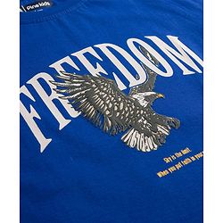 Pine Kids Cotton Knit Half Sleeves T-Shirt with Front & Back Eagle Graphic - Royal Blue