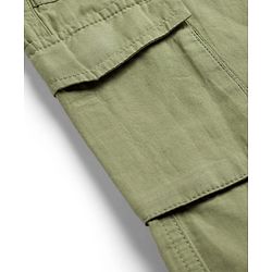 Pine Kids 100% Cotton Woven Full Length Solid Trouser With Cargo Pockets - Olive Green